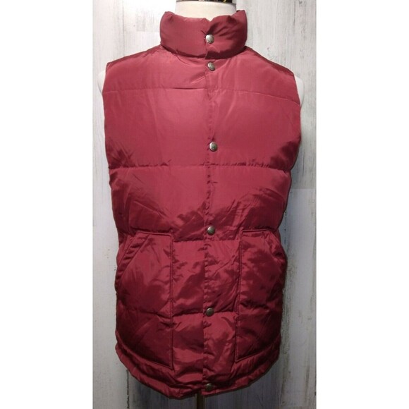 Lands' End Men's Small Snap Puffer Vest  Red - Picture 3 of 8